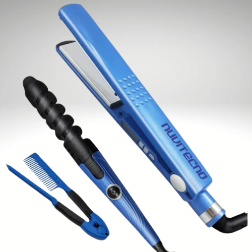 Combo Pro de Peinado: Plancha Nano Titanium + Rizador + Peine+Cepillo Multifuncional 3 en 1 ✨🎁